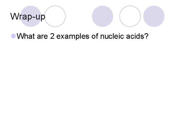 Wrap-up l What are 2 examples of nucleic acids? 