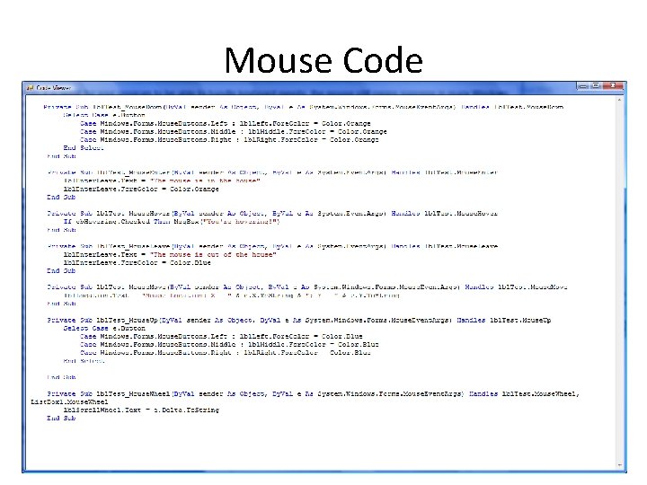 Mouse Code 