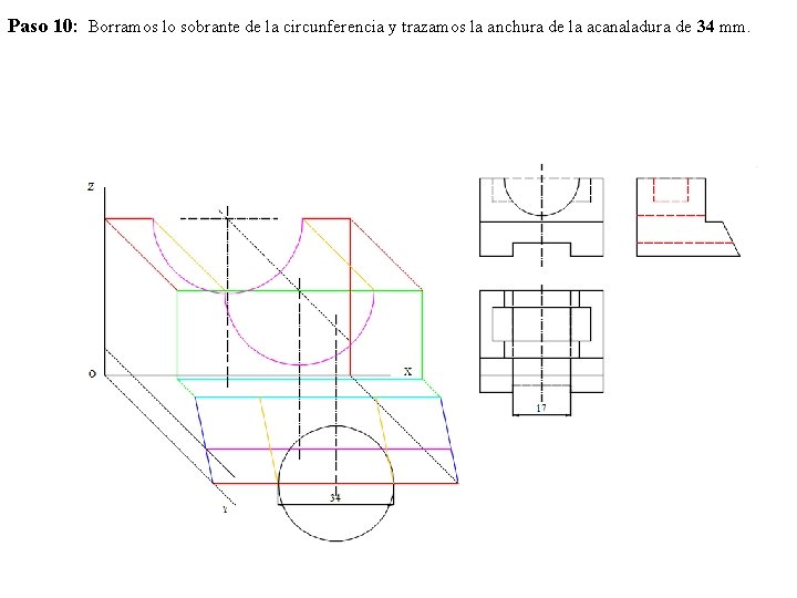 Paso 10: Borramos lo sobrante de la circunferencia y trazamos la anchura de la