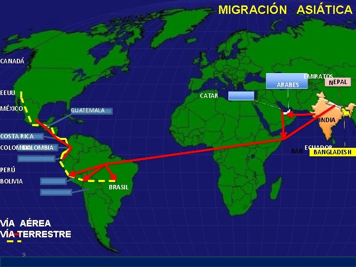 MIGRACIÓN ASIÁTICA CANADÁ EMIRATOS NEPAL ARABES EEUU CATAR MÉXICO GUATEMALA INDIA COSTA RICA COLOMBIA