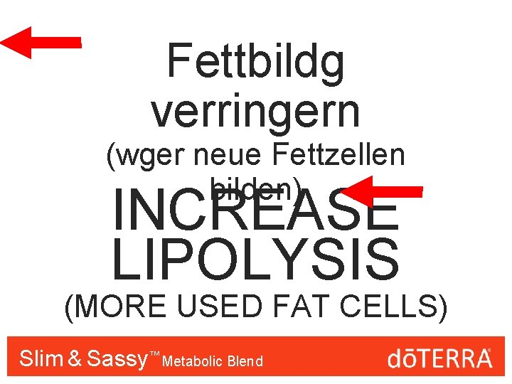 Fettbildg verringern (wger neue Fettzellen bilden) INCREASE LIPOLYSIS (MORE USED FAT CELLS) Slim &
