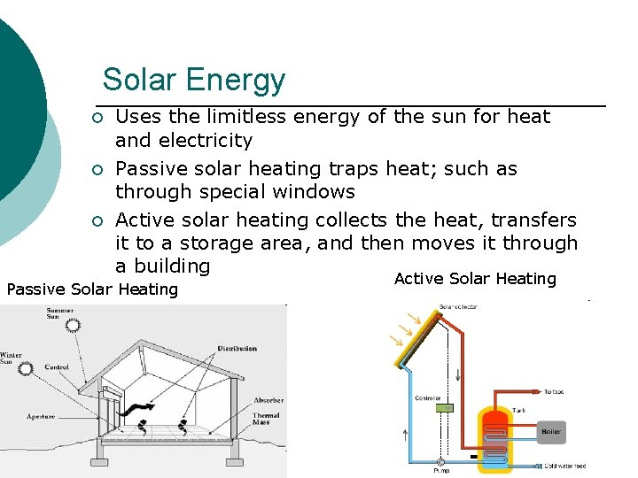 Solar Energy ¡ ¡ ¡ Uses the limitless energy of the sun for heat