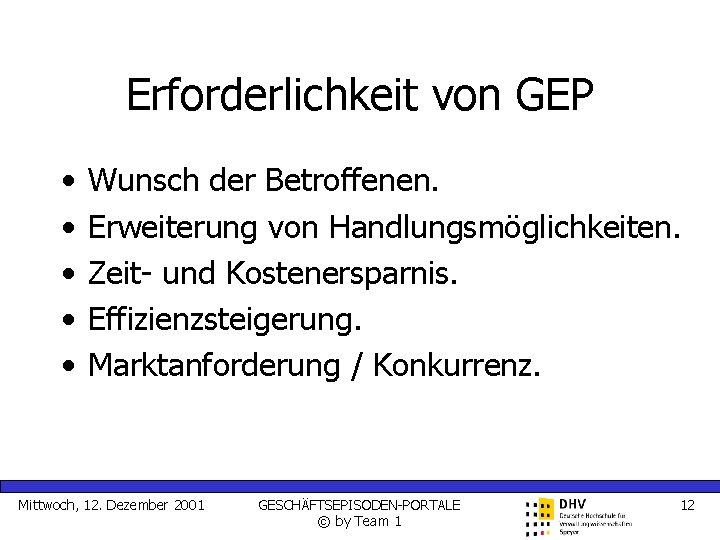 Erforderlichkeit von GEP • • • Wunsch der Betroffenen. Erweiterung von Handlungsmöglichkeiten. Zeit- und