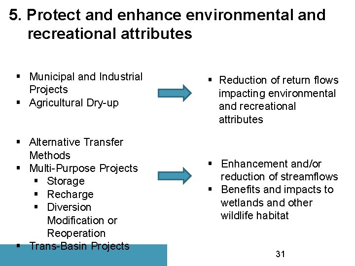 5. Protect and enhance environmental and recreational attributes § Municipal and Industrial Projects §