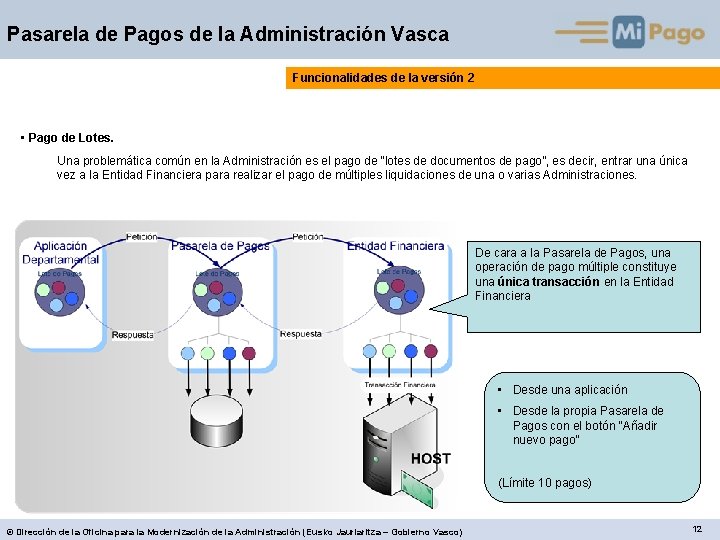 Pasarela de Pagos de la Administración Vasca Funcionalidades de la versión 2 • Pago