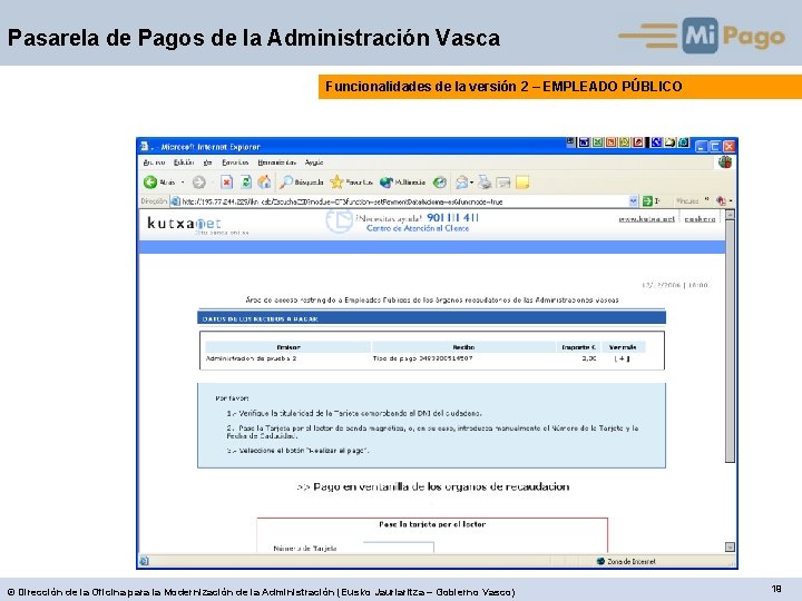 Pasarela de Pagos de la Administración Vasca Funcionalidades de la versión 2 – EMPLEADO