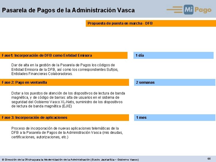 Pasarela de Pagos de la Administración Vasca Propuesta de puesta en marcha - DFB