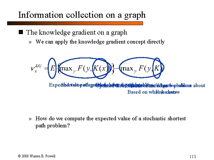 Information collection on a graph n The knowledge gradient on a graph » We