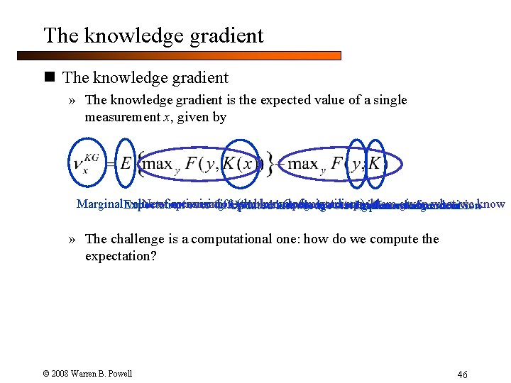 The knowledge gradient n The knowledge gradient » The knowledge gradient is the expected