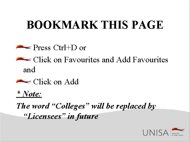 BOOKMARK THIS PAGE Press Ctrl+D or Click on Favourites and Add Favourites and Click