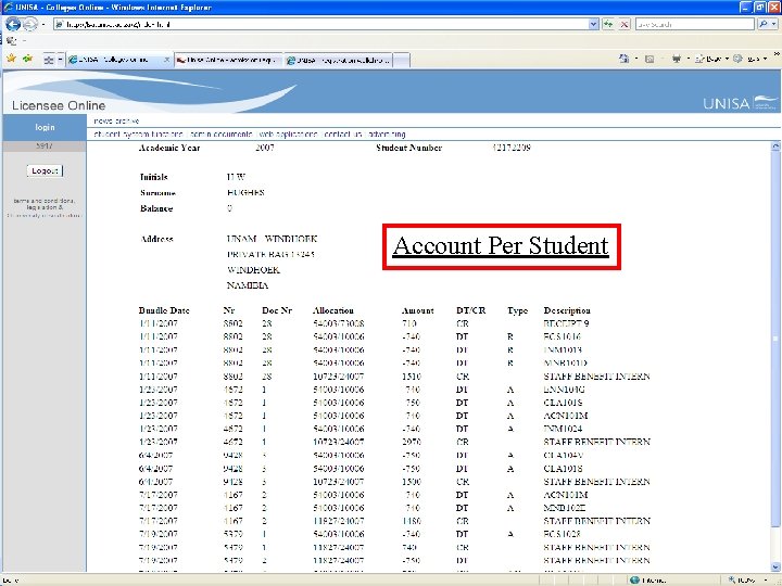 Account Per Student 