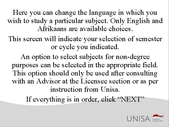 Here you can change the language in which you wish to study a particular