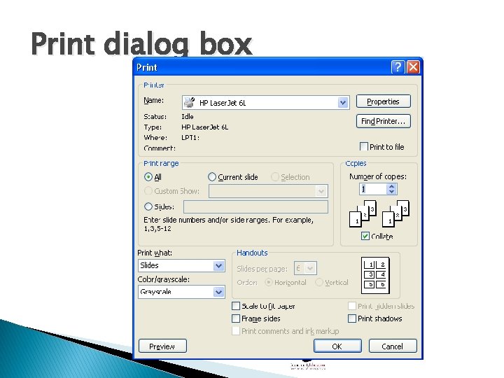 Print dialog box 