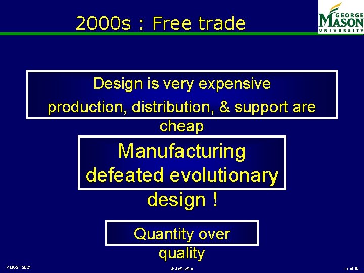 2000 s : Free trade Design is very expensive production, distribution, & support are