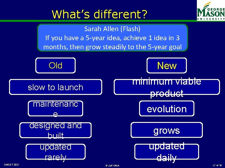 What’s different? Sarah Allen (Flash) If you have a 5 -year idea, achieve 1