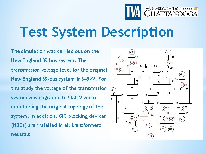 Test System Description The simulation was carried out on the New England 39 bus