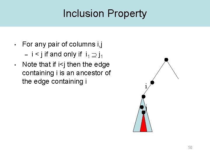 Inclusion Property • • For any pair of columns i, j – i <