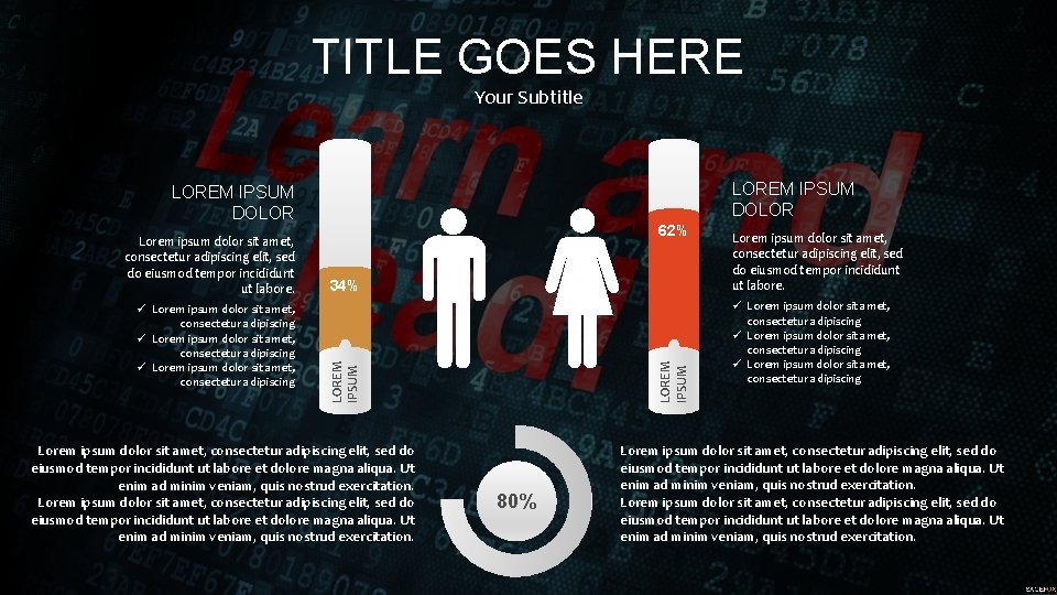 TITLE GOES HERE Your Subtitle LOREM IPSUM DOLOR 34% Lorem ipsum dolor sit amet,