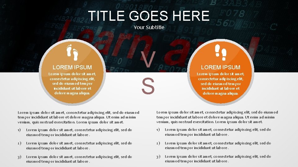 TITLE GOES HERE Your Subtitle LOREM IPSUM Lorem ipsum dolor sit amet, consectetur adipiscing