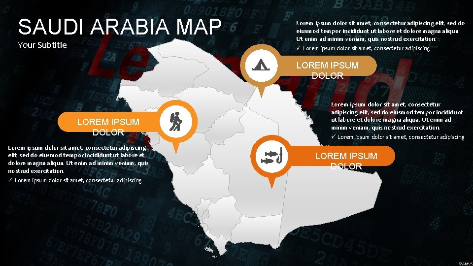 SAUDI ARABIA MAP Your Subtitle Lorem ipsum dolor sit amet, consectetur adipiscing elit, sed
