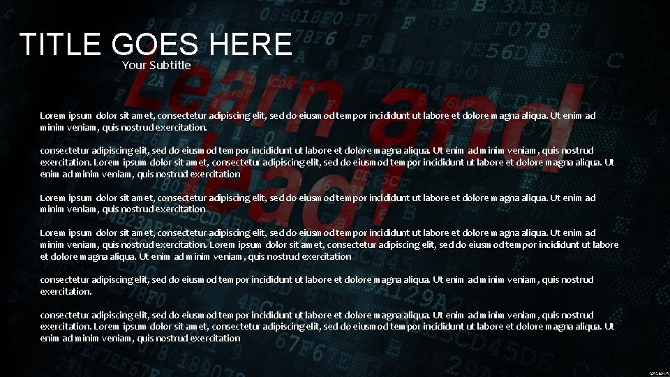 TITLE GOES HERE Your Subtitle Lorem ipsum dolor sit amet, consectetur adipiscing elit, sed