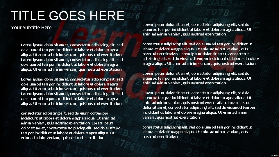 TITLE GOES HERE Your Subtitle Here Lorem ipsum dolor sit amet, consectetur adipiscing elit,