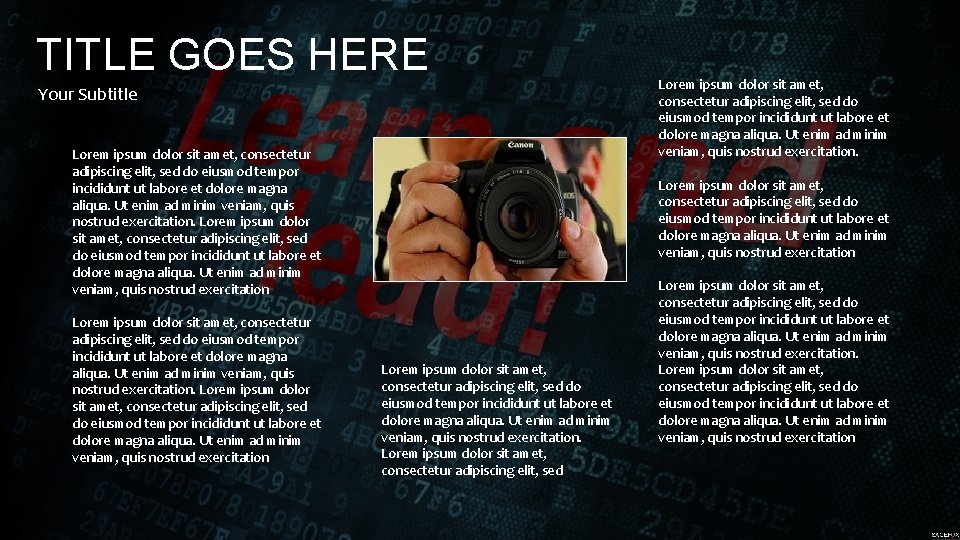 TITLE GOES HERE Your Subtitle Lorem ipsum dolor sit amet, consectetur adipiscing elit, sed