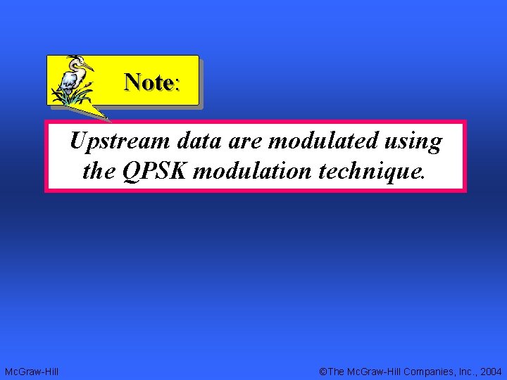 Note: Upstream data are modulated using the QPSK modulation technique. Mc. Graw-Hill ©The Mc.