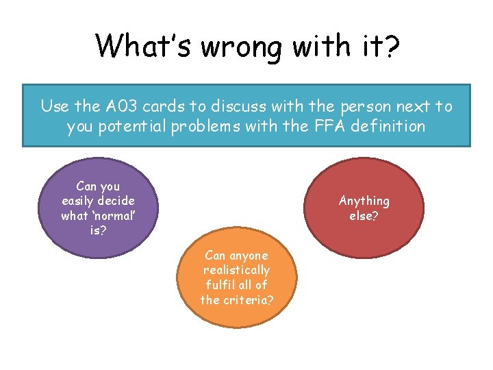 What’s wrong with it? Use the A 03 cards to discuss with the person