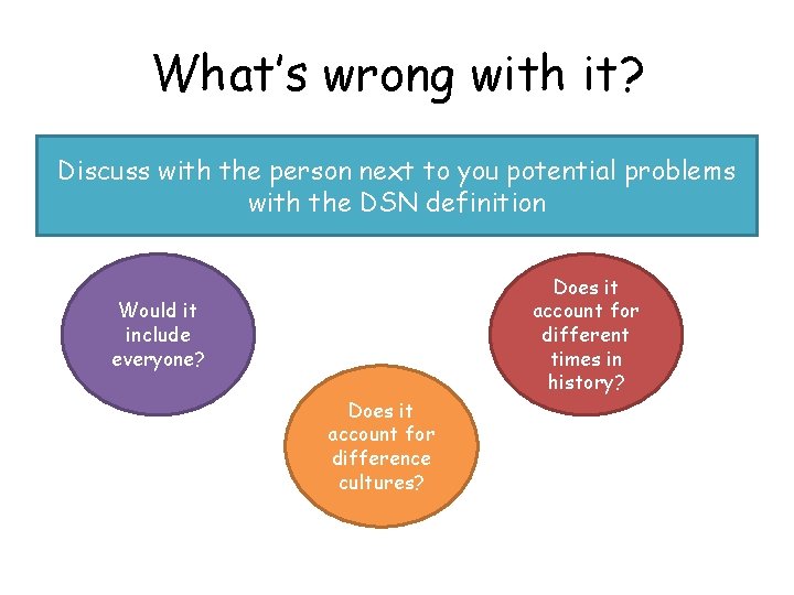 What’s wrong with it? Discuss with the person next to you potential problems with
