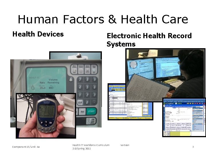 Human Factors & Health Care Health Devices Component 15/Unit 4 a Electronic Health Record