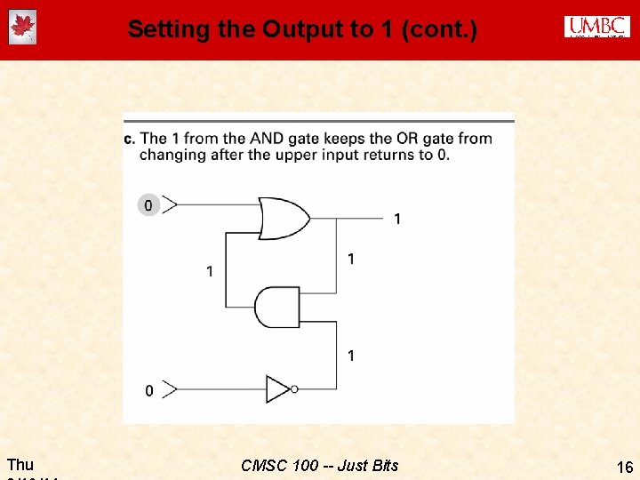 Setting the Output to 1 (cont. ) Thu CMSC 100 -- Just Bits 16