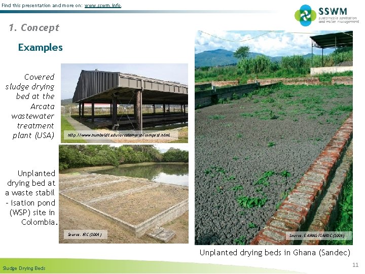 Find this presentation and more on: www. sswm. info. 1. Concept Examples Covered sludge