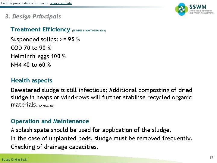 Find this presentation and more on: www. sswm. info. 3. Design Principals Treatment Efficiency