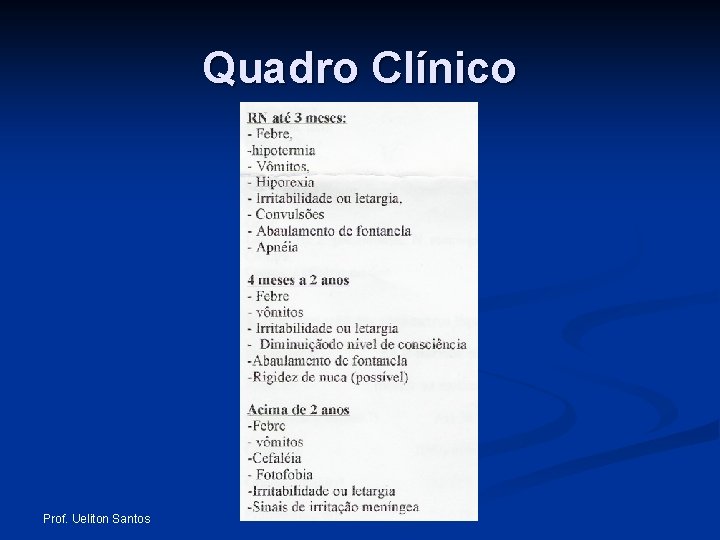 Quadro Clínico Prof. Ueliton Santos 