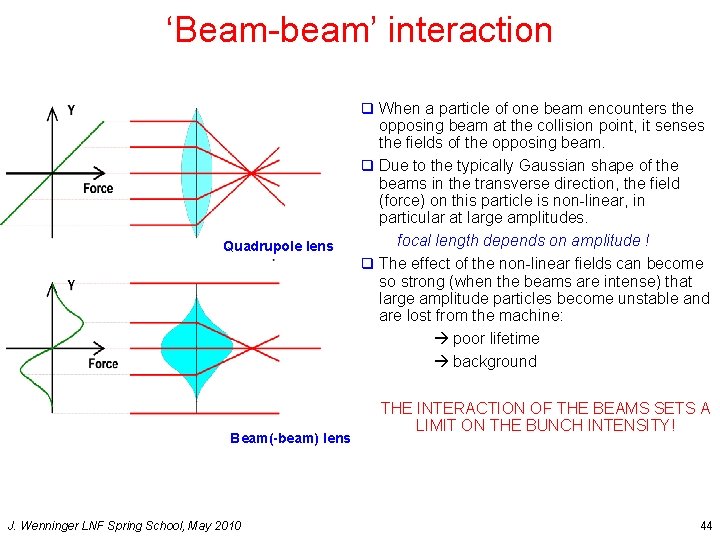 ‘Beam-beam’ interaction q When a particle of one beam encounters the Quadrupole lens Beam(-beam)
