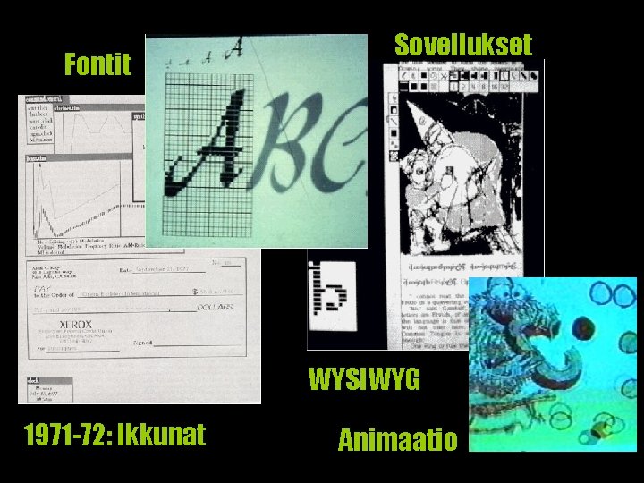 Fontit Sovellukset WYSIWYG 1971 -72: Ikkunat Animaatio 