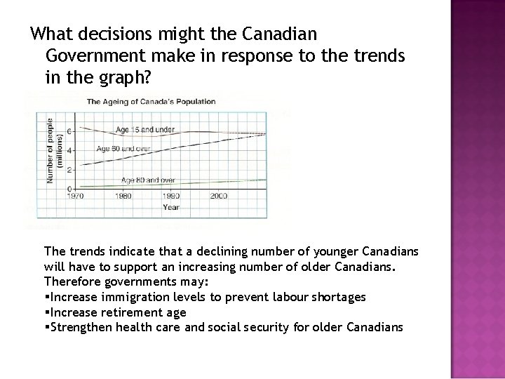 What decisions might the Canadian Government make in response to the trends in the