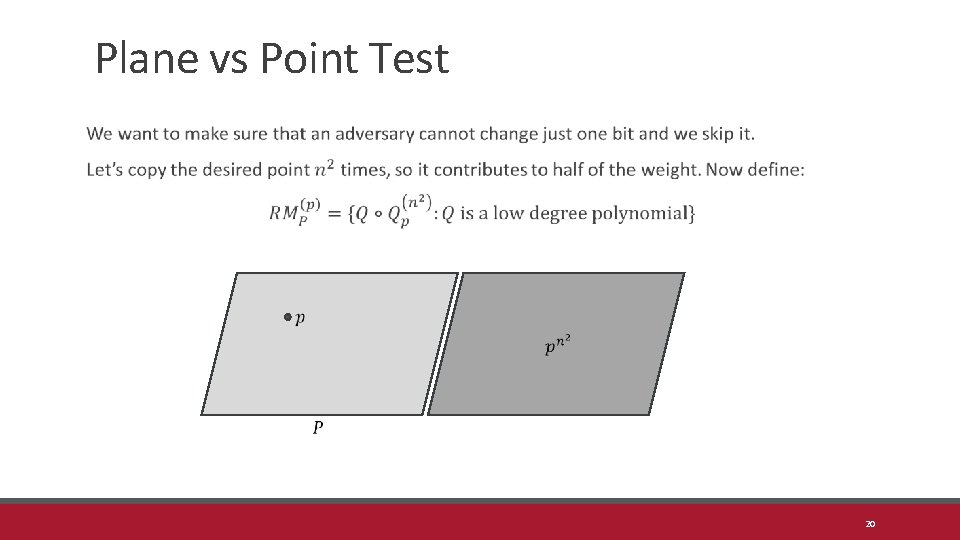 Plane vs Point Test 20 