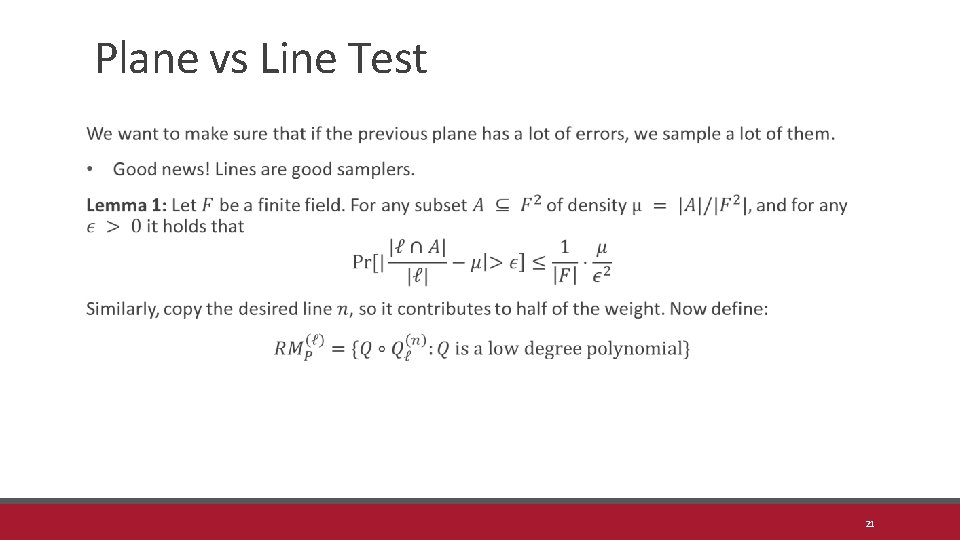 Plane vs Line Test 21 