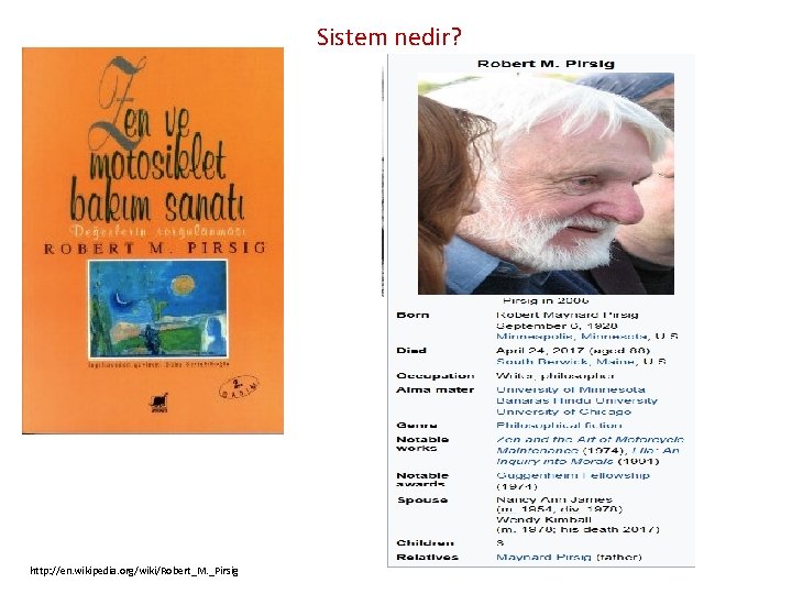 Sistem nedir? http: //en. wikipedia. org/wiki/Robert_M. _Pirsig 