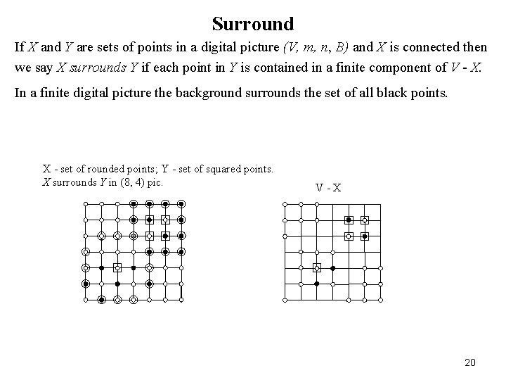 Surround If X and Y are sets of points in a digital picture (V,