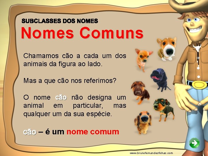 Nomes Comuns Chamamos cão a cada um dos animais da figura ao lado. Mas