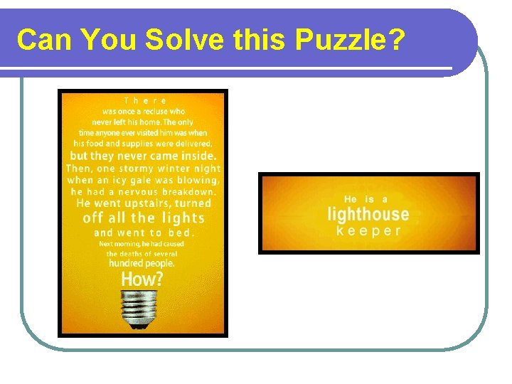 Can You Solve this Puzzle? 