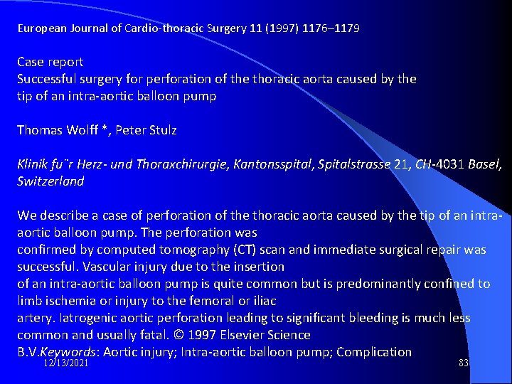 European Journal of Cardio-thoracic Surgery 11 (1997) 1176– 1179 Case report Successful surgery for