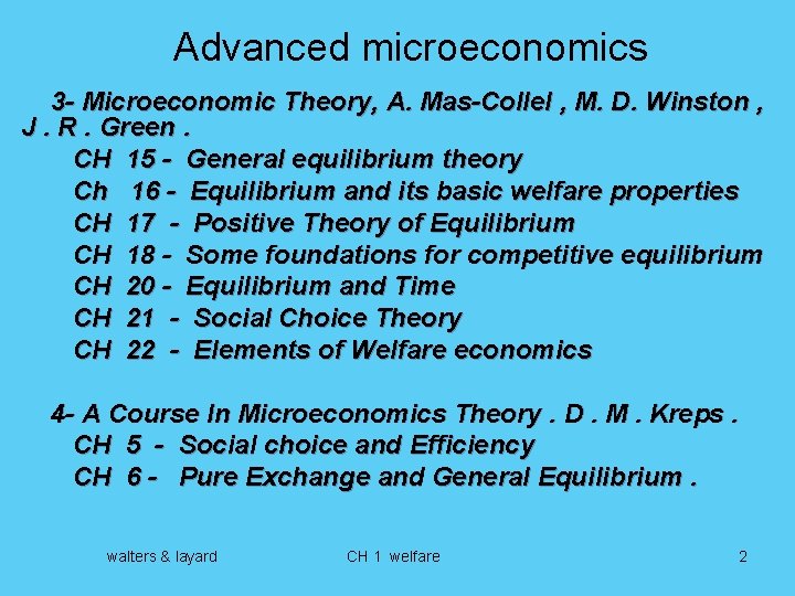 Advanced microeconomics 3 - Microeconomic Theory, A. Mas-Collel , M. D. Winston , J.