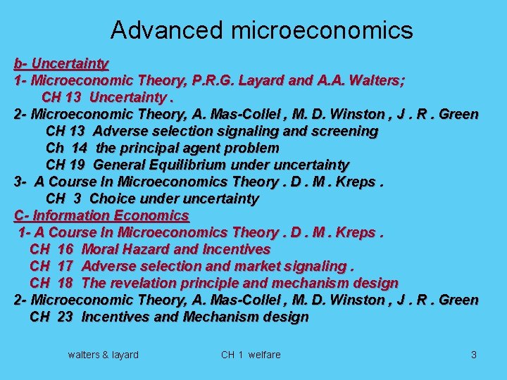 Advanced microeconomics b- Uncertainty 1 - Microeconomic Theory, P. R. G. Layard and A.