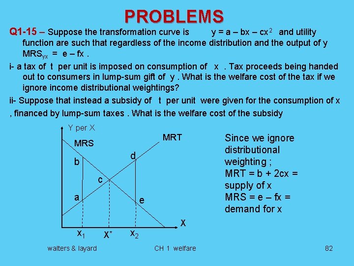 PROBLEMS Q 1 -15 – Suppose the transformation curve is y = a –