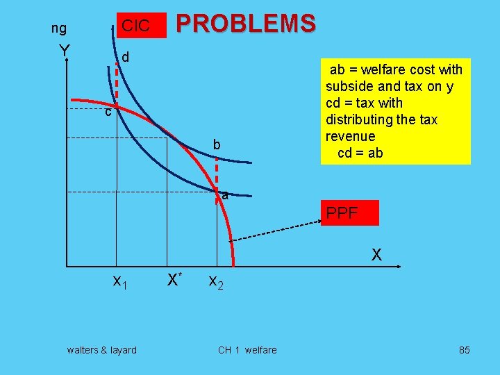 CIC ng Y PROBLEMS d ab = welfare cost with subside and tax on