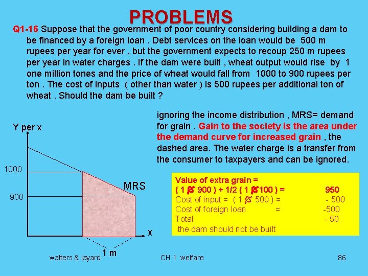 PROBLEMS Q 1 -16 Suppose that the government of poor country considering building a